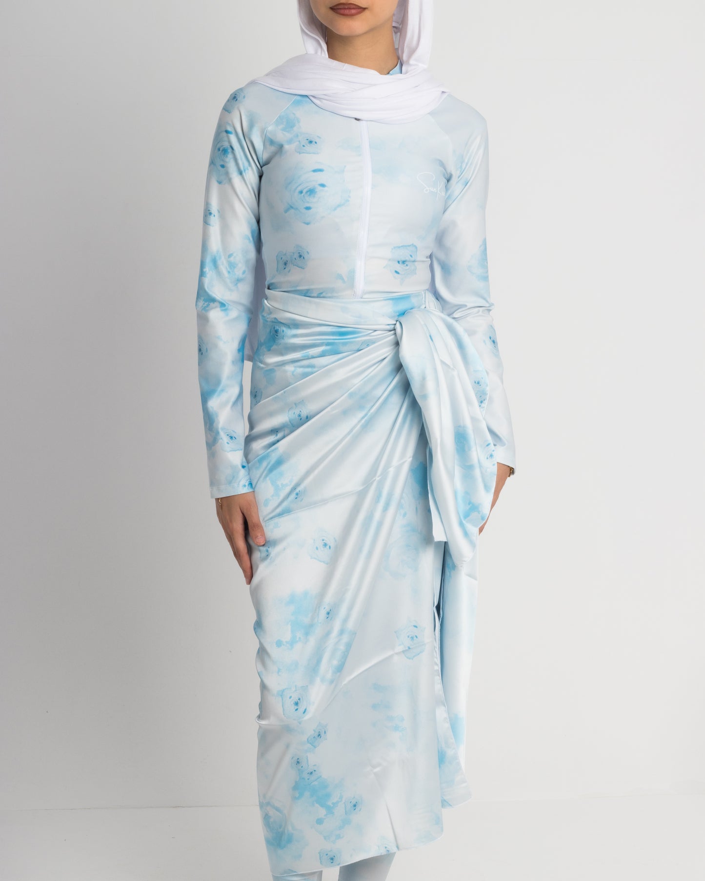 Aqua Rose Cover-Up Skirt